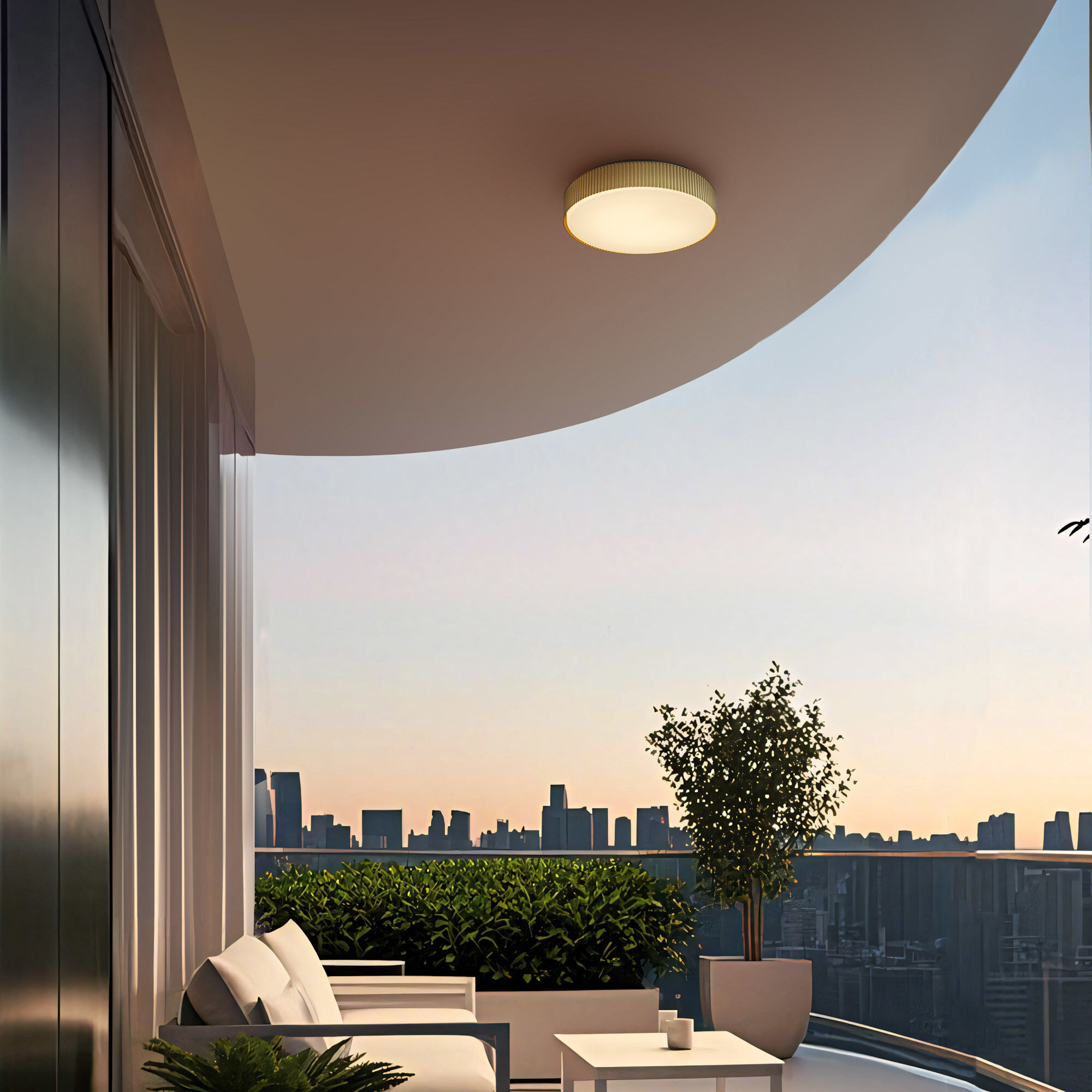 Channel LED 13 inch Painted Brass Outdoor Flush Mount